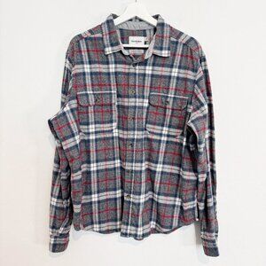 Goodfellow Mens Plaid Flannel Button‎ Up Shirt in Gray Blue Size XL
